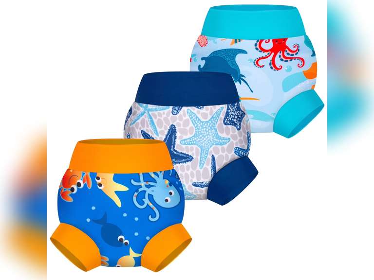 BIG ELEPHANT Baby Swim Diapers 3pcs, Reusable Adjustable Washable Waterproof Swimming Diaper for Boy's and Girl's, Size L 19