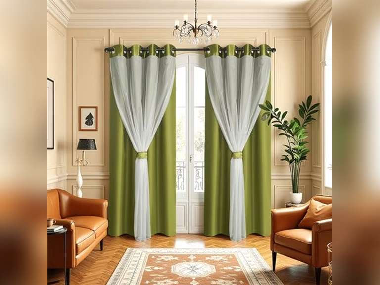 2-Pack Set Double Layer Indoor Curtains, White Sheer and Room Darkening Blackout Drapes, Mix and Match Curtains Grommet Top Panels for Bedroom Living Room size: 52*84inch*2 31