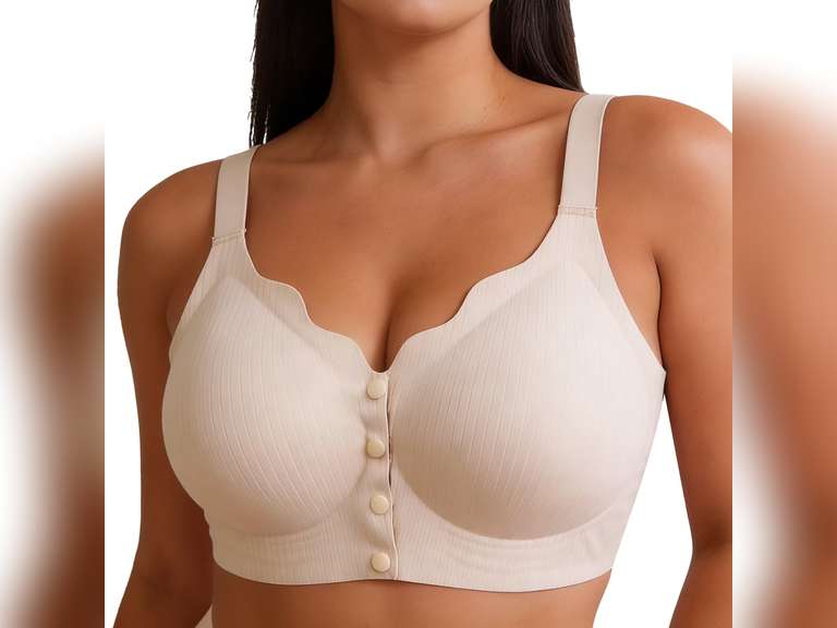 Jelly Bras for Women Front Closure Wireless Bra,Seamless Front Button Comfort Bralette for Daily, Nursing & Easy Dressing, Breathable Soft Support size:3XL 17