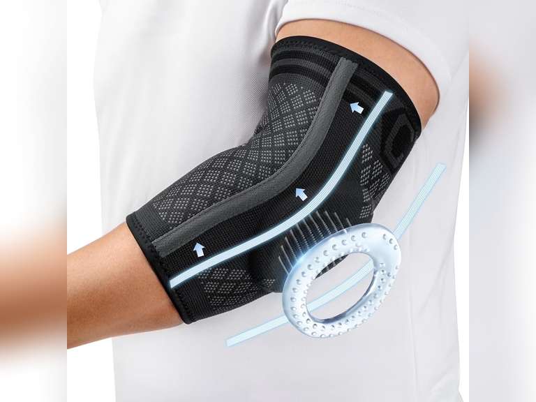 CAMBIVO Elbow Brace for Tennis Elbow and Tendonitis with Gel Pad and Dual Stabilizers, Compression Elbow Sleeves for Women and Men, L 17