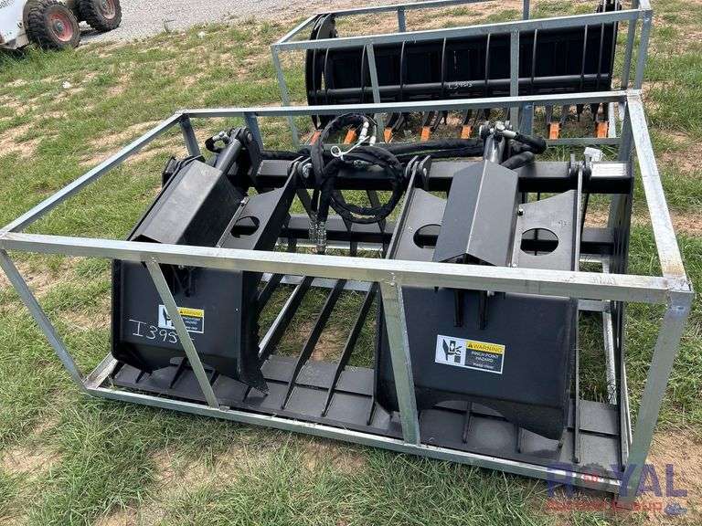 2024 Greatbear Hydraulic Two Cylinder 72in Rock Grapple Bucket Skid Steer Attachment