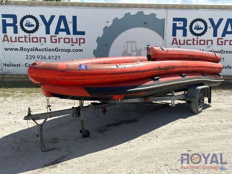 2006 17FT. Patten DB1700 Inflatable Rescue Boat with S/A Boat Trailer