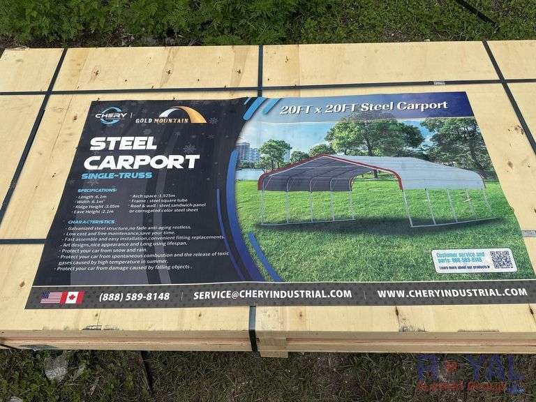 2025 Gold Mountain 20ft X 20ft Single-Truss Steel Carport