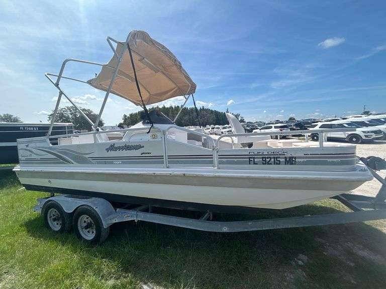 2002 Hurricane 196FF Fun Deck 19ft Deck Boat with 23ft T/A Boat Trailer