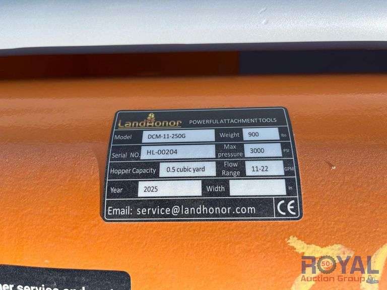 2025 LandHonor DCM-11-250G Hydraulic Double Discharge Concrete Mixer Skid Steer Attachment