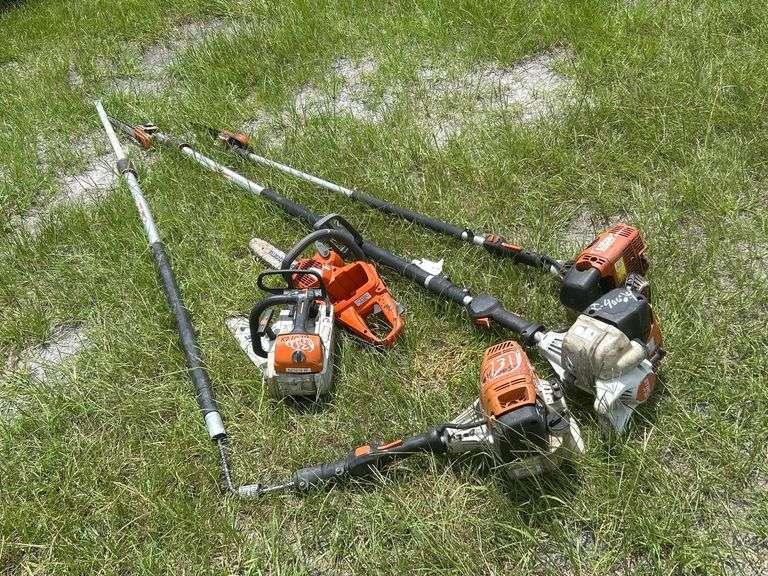 Lot of Two Chainsaws and Pole Saws