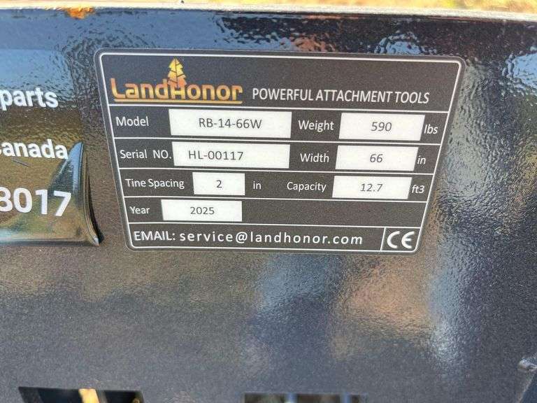 2025 LandHonor RB-14-66W 66in Rock Bucket Skid Steer Attachment