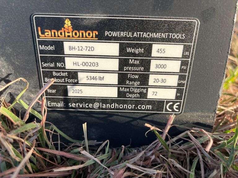 2025 LandHonor BH-12-72D Hydraulic Big Arm Backhoe Skid Steer Attachment