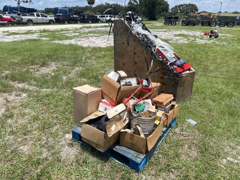 Pallets and Boxes of Miscellaneous Car Parts and Supplies