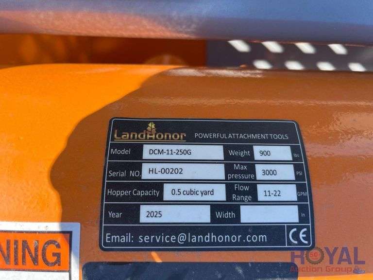 2025 LandHonor DCM-11-250G Hydraulic Double Discharge Concrete Mixer Skid Steer Attachment