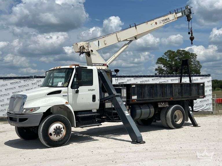 2014 International DuraStar 4300 4x4 Terex BT2047 10 Ton Straight Boom Crane Truck