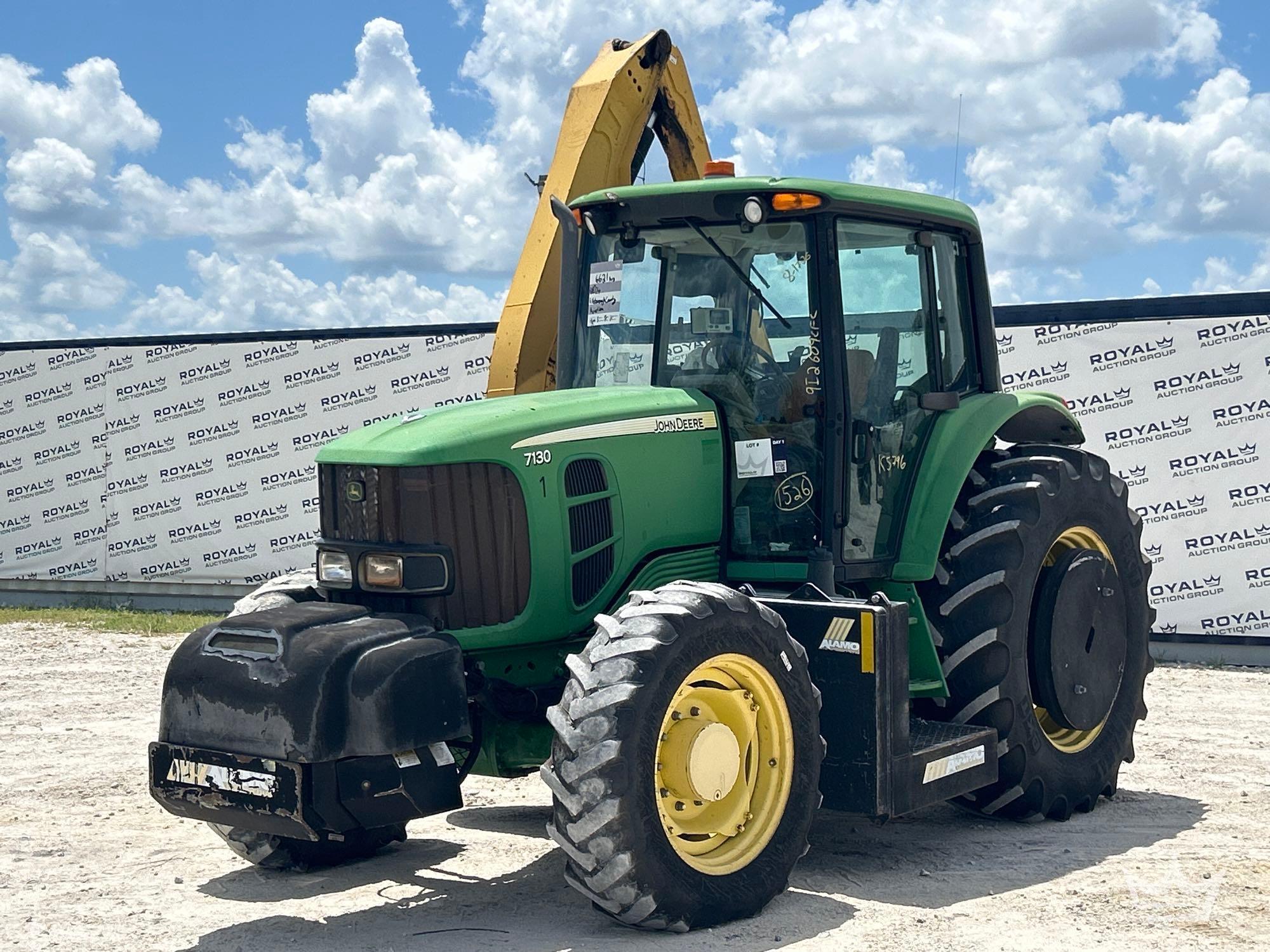 2010 John Deere 7130 121HP 4WD Agricultural Tractor w/ Alamo Slope Mower