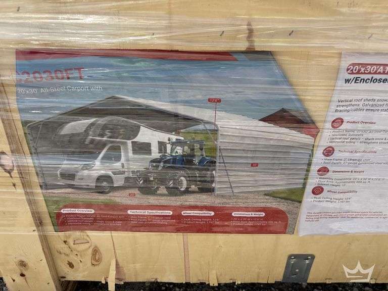 2026 20ft. x 30ft. Steel Carport with Enclosed Side Walls