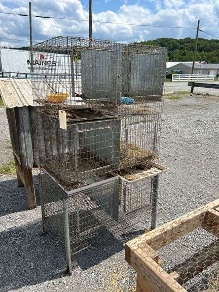 6 Stack Rabbit Cage 3 Tier / 6 Cage Rabbit Stacker - Rogers Community Auction Inc.