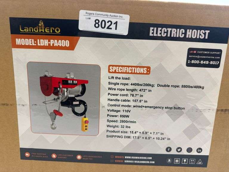 LAND HERO 440LB ELECTRIC HOIST