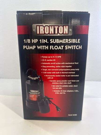 IRONTON 1/8 HP 1" SUBMERSIBLE PUMP