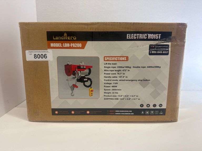 LAND HERO 220LB ELECTRIC HOIST