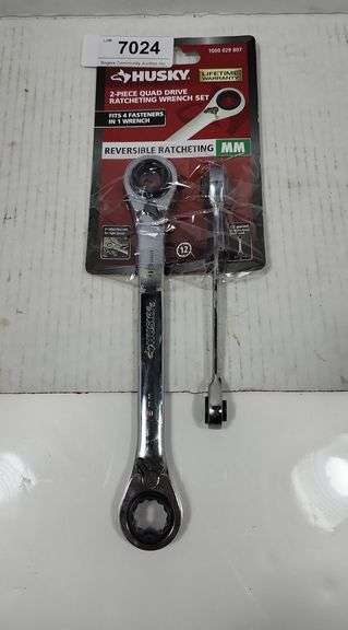 HUSKY 2PC QUAD DRIVE RATCHETING WRENCH SET