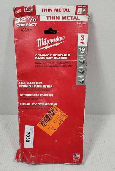 MILWAUKEE 3PC PORTABLE BAND SAW BLADES