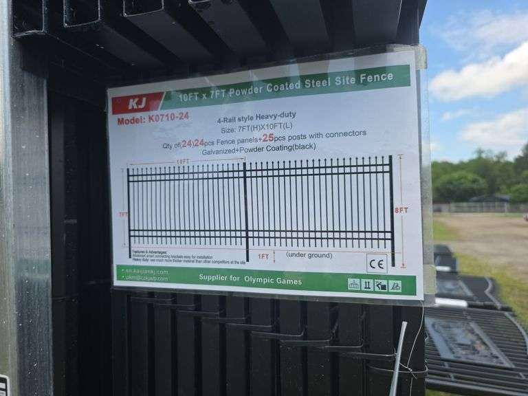 KJ 10FT x 7FT Powder  Coated Steel Site Fence