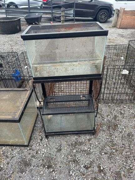 2 - 10 Gal Fish Tanks w/ Stand & Lids