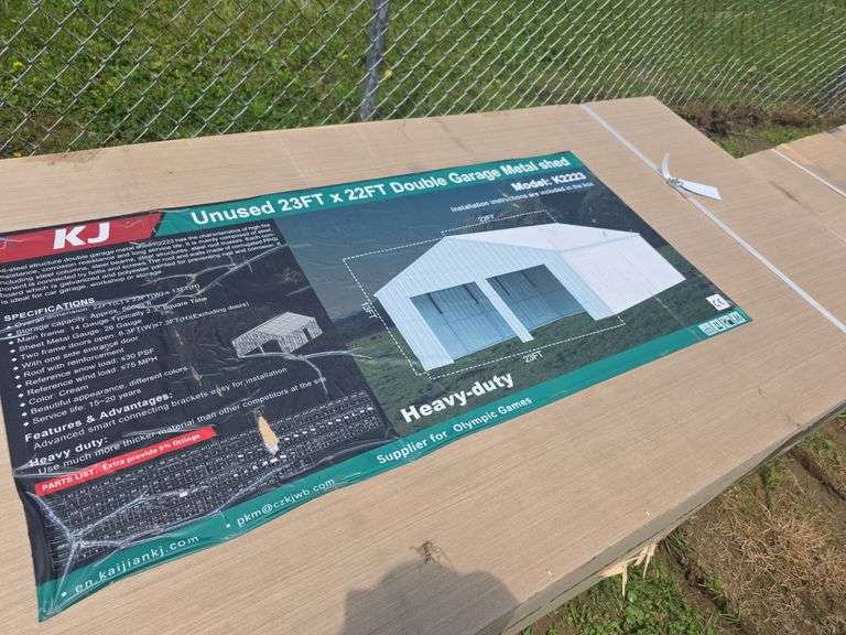 KJ  23ftx22ft Double Garage Metal shed