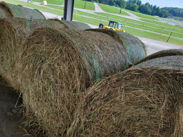 2 Round Bales 1st Orch Alf Clover (4x5) Net Wrapped Stored Inside