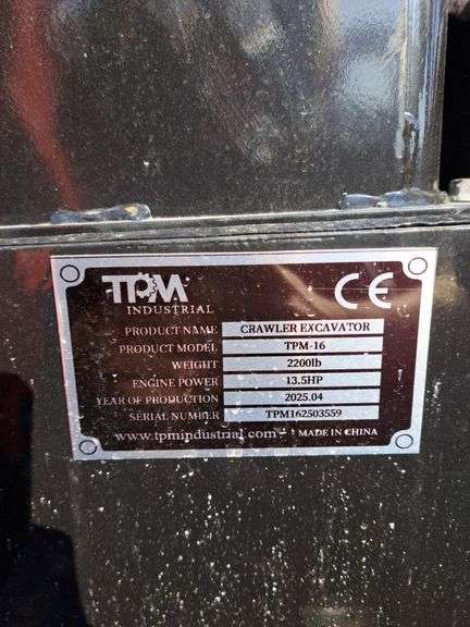 TPM 16 Mini Excavator w/ Pilot Controls, Hyd. Thumb & Blade