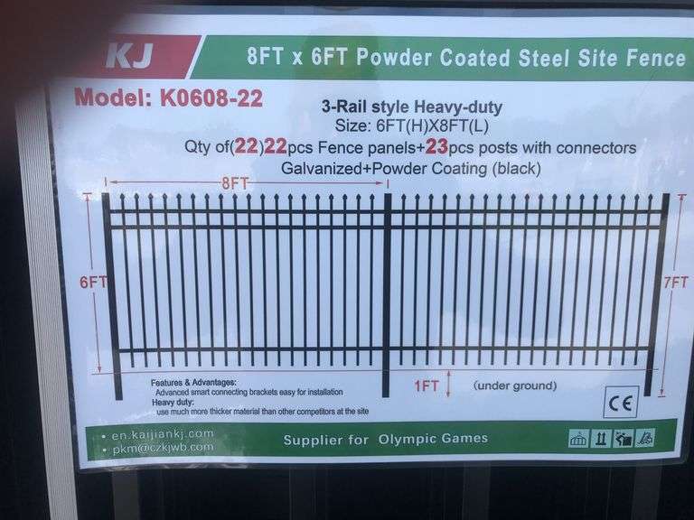 KJ 22pcs 6' H x 8'L Fence Panels w/ Posts