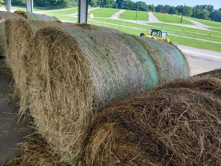 2 Round Bales 1st Orch Alf Clover (4x5) Net Wrapped Stored Inside