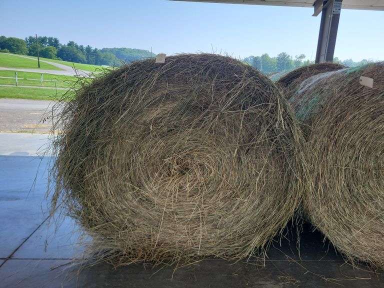2 Round Bales 1st Orch Alf Clover (4x5) Net Wrapped Stored Inside