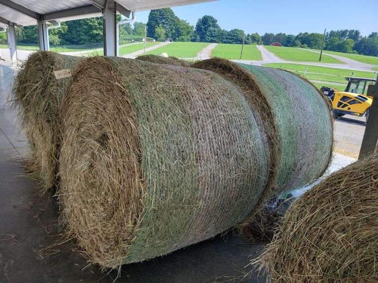2 Round Bales 1st Orch Alf Clover (4x5) Net Wrapped Stored Inside