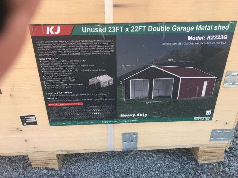 KJ 23ftx22ft Double Garage Metal shed