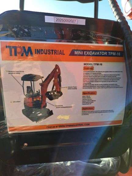 TPM 16 Mini Excavator w/ Pilot Controls, Hyd. Thumb & Blade