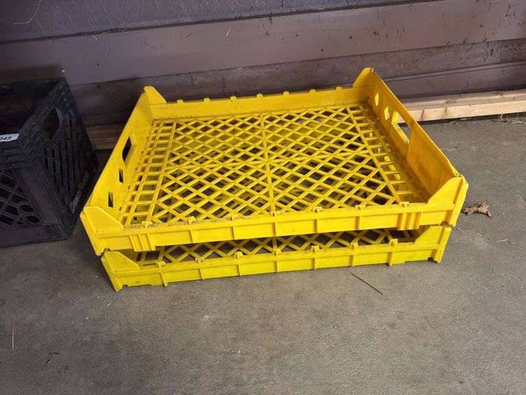 2 Yellow Flat Crates