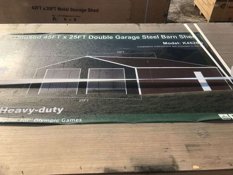 KJ 45FTx25FT Double Garage Steel Barn Shed