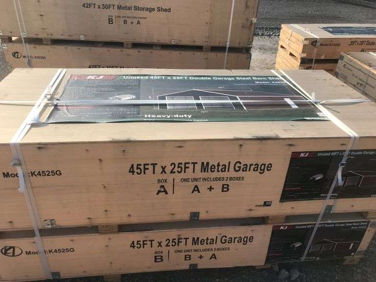 KJ 45FTx25FT Double Garage Steel Barn Shed