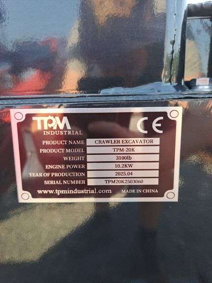 TPM 20K Mini Excavator Diesel w/ Pilot Controls, Hyd. Thumb & Blade
