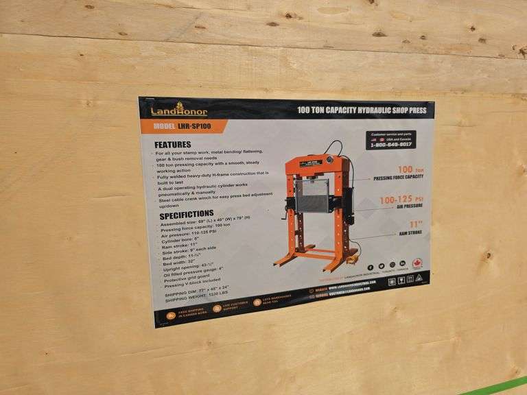 Landhonor 100 Ton Hydraulic Shop Press