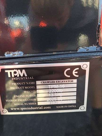 TPM 16 Mini Excavator w/ Pilot Controls, Hyd. Thumb & Blade