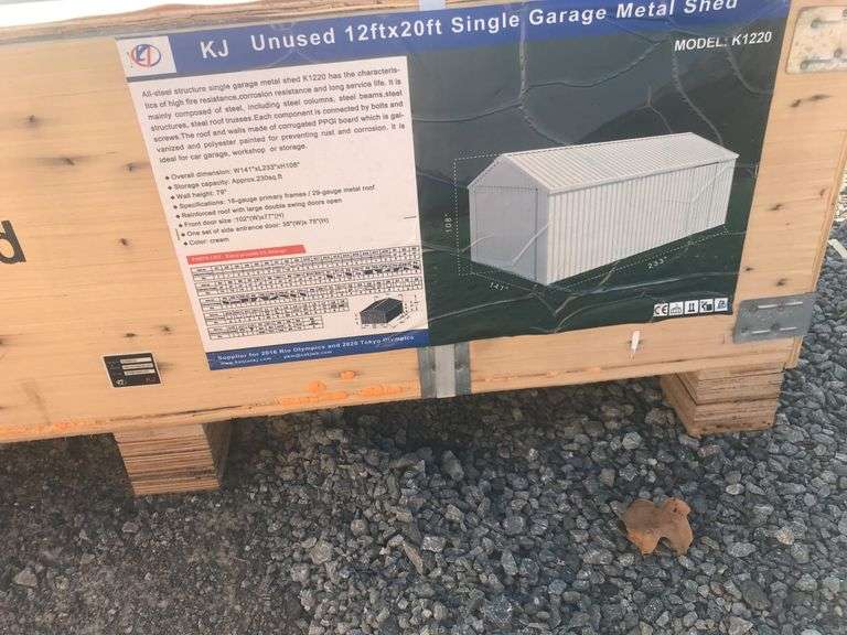 KJ  12ftx20ft Single Garage Metal Shed