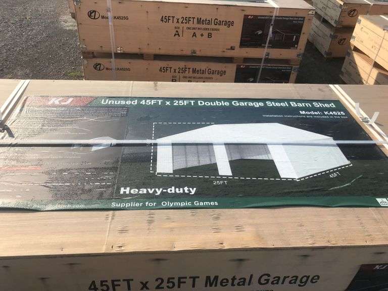 KJ 45FTx25FT Double Garage Steel Barn Shed
