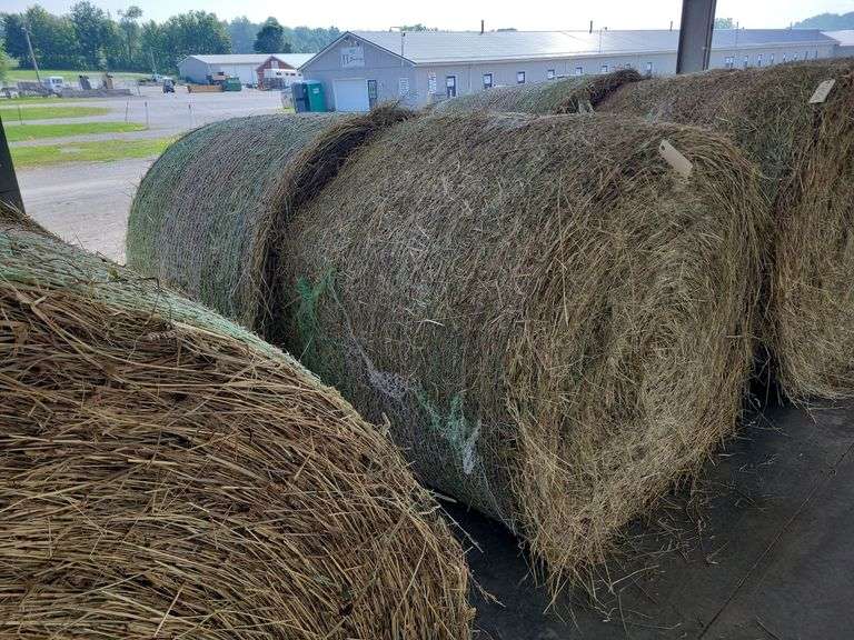 2 Round Bales 1st Orch Alf Clover (4x5) Net Wrapped Stored Inside