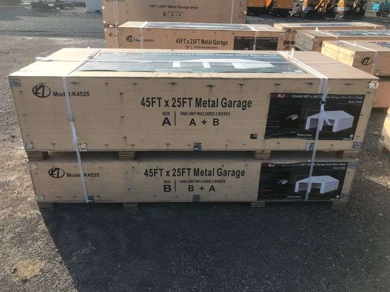 KJ 45FTx25FT Double Garage Steel Barn Shed