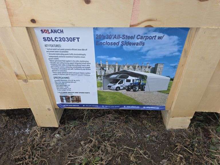 SDLanch 20' x 30' All Steel Carport w/ Sides