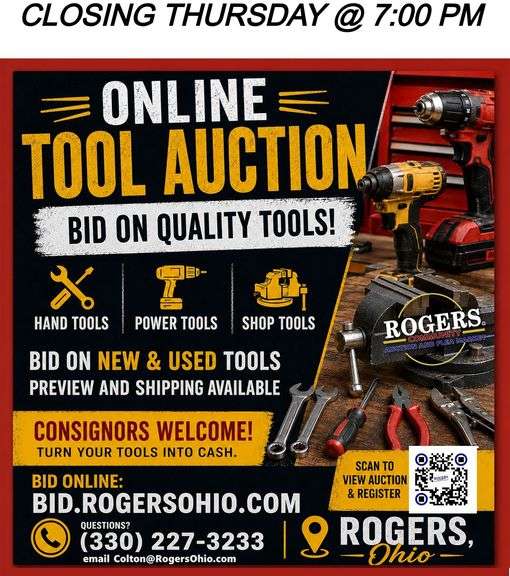 ONLINE TOOL AUCTION OCTOBER 15TH