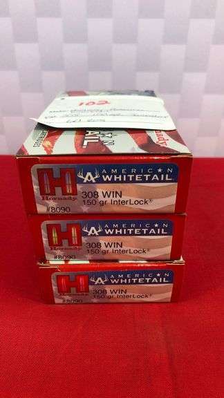 60rds Hornady American Whitetail 308WIN 150gr Interlock Ammo