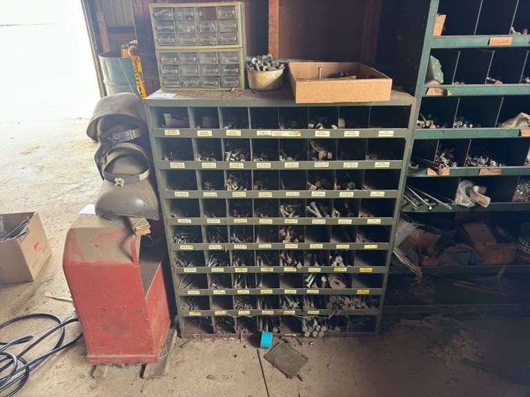 72 Shelf Metal Organizer Cabinet - Contents Included