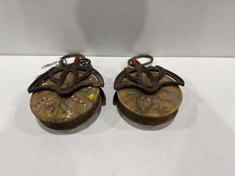 (2) Decorative Pulley Wheels