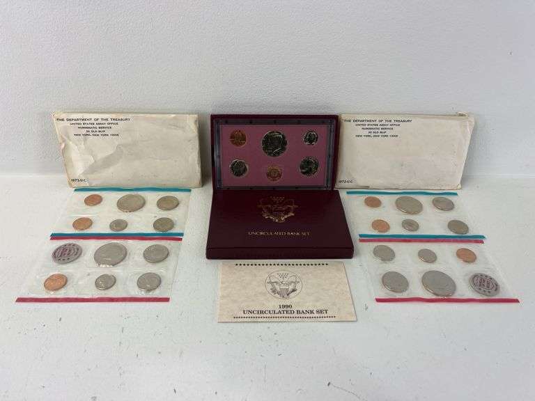 (2) 1972 Uncirculated Mint Sets & 1990 Uncirculated Bank Set